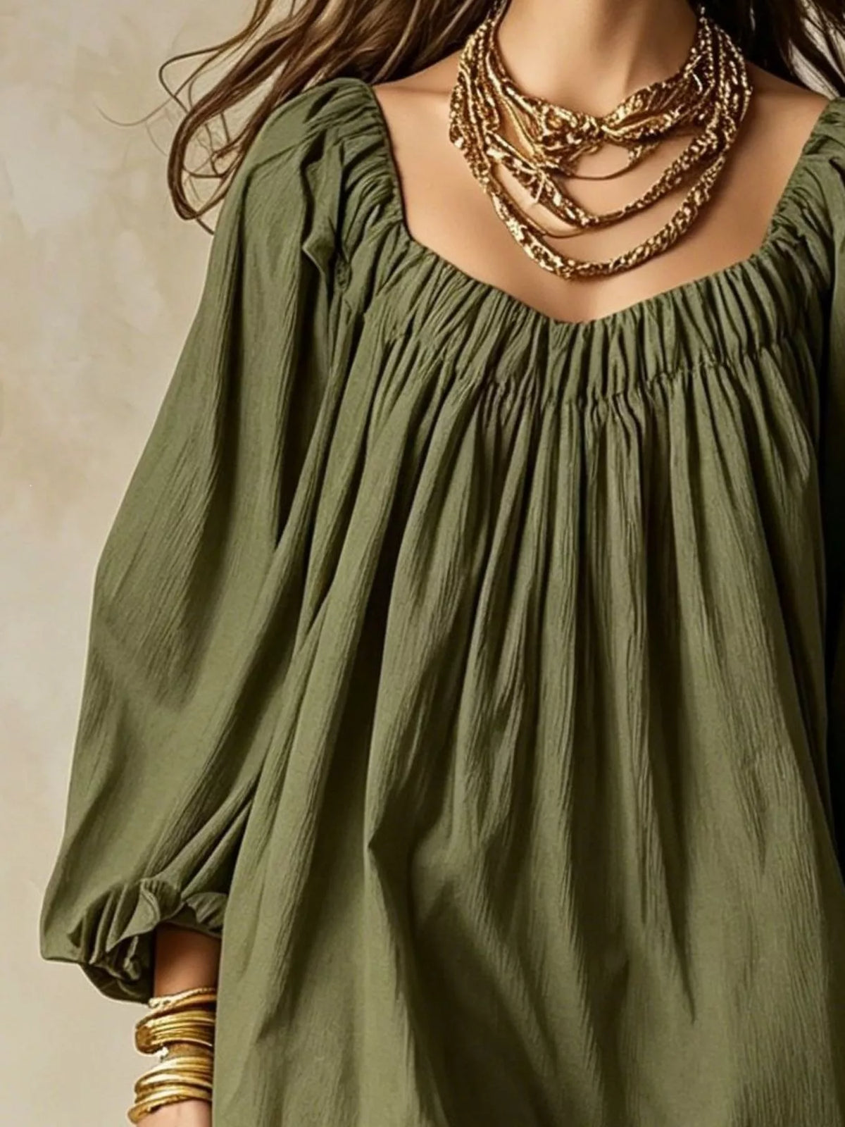 Flowy Balloon Sleeve Mini Dress - WYNFLARE