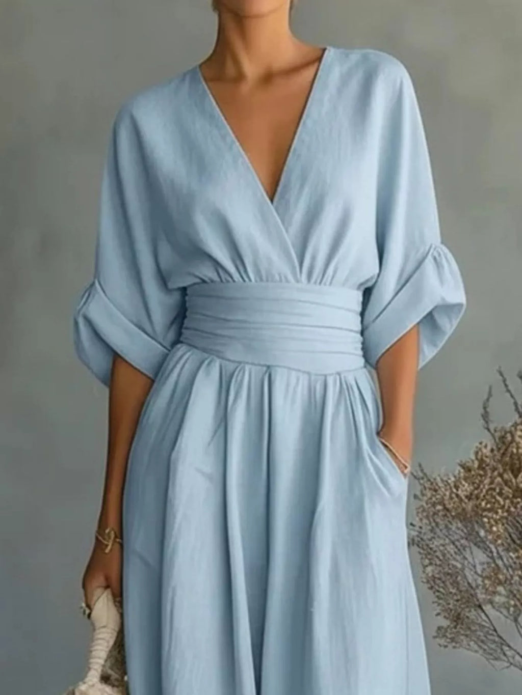 Full Size Half Sleeve Wide Leg Jumpsuit Plus Size - WYNFLARE