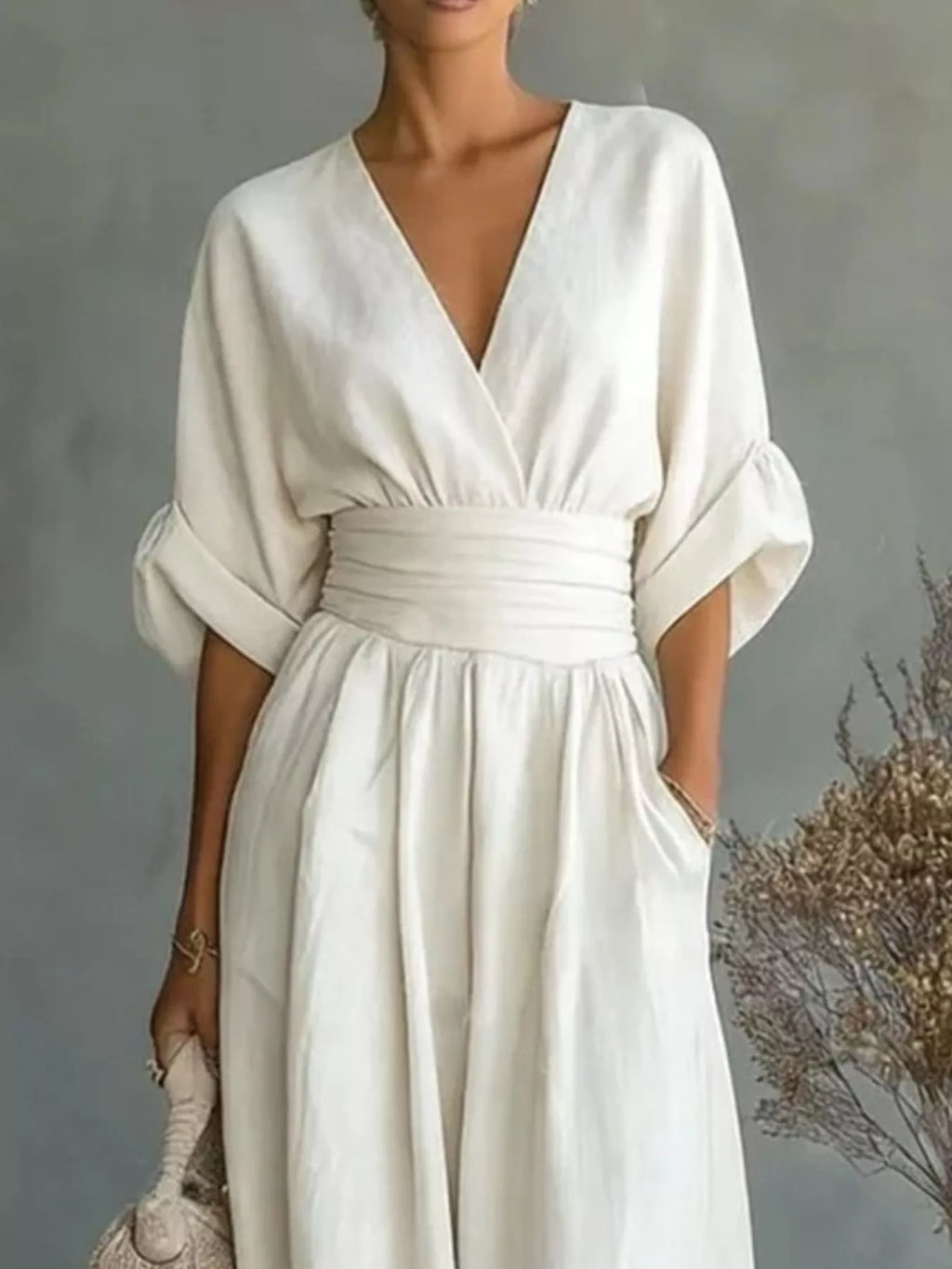 Full Size Half Sleeve Wide Leg Jumpsuit Plus Size - WYNFLARE