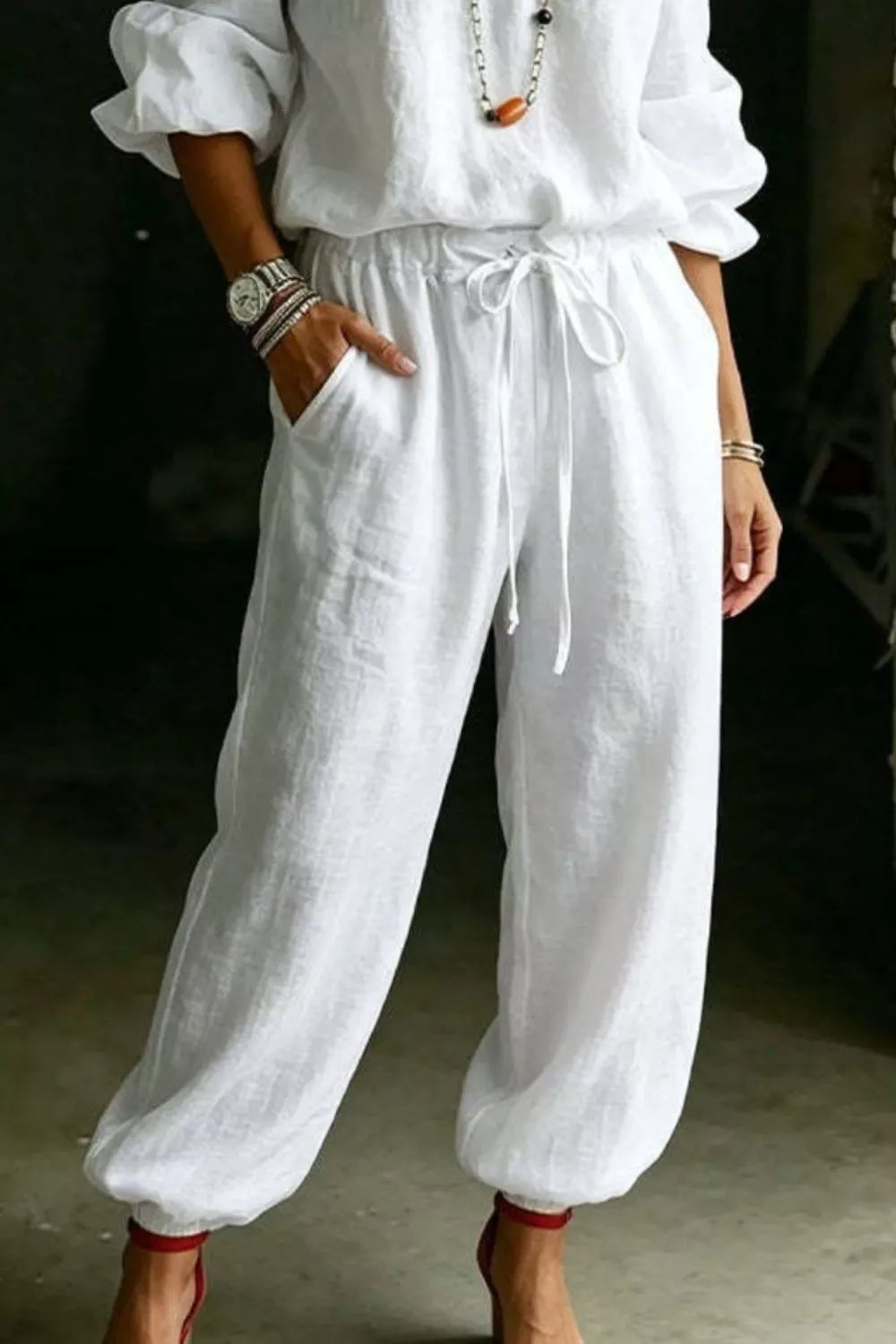 Full Size Off-Shoulder Top and Pants Set Plus Size - WYNFLARE
