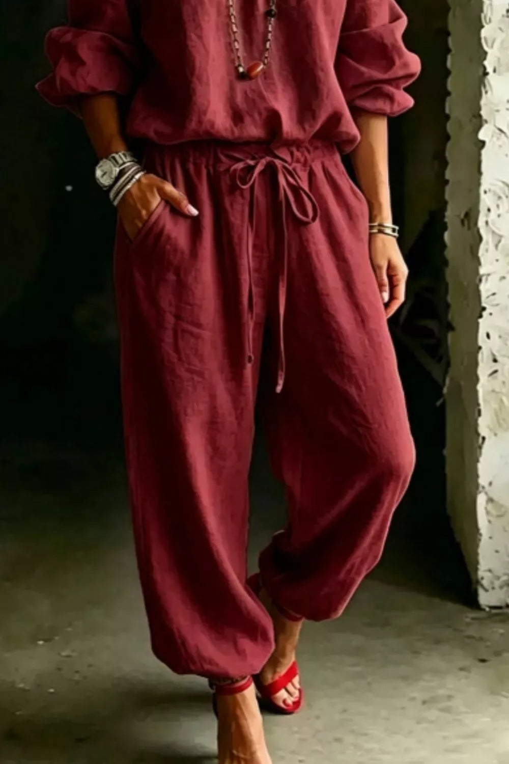 Full Size Off-Shoulder Top and Pants Set Plus Size - WYNFLARE