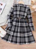 Girls Plaid Long Sleeve Dress – Cute Kids' Fall & Winter Outfit - WYNFLARE