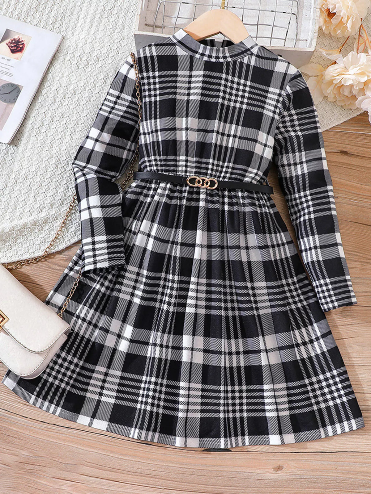 Girls Plaid Long Sleeve Dress – Cute Kids' Fall & Winter Outfit - WYNFLARE