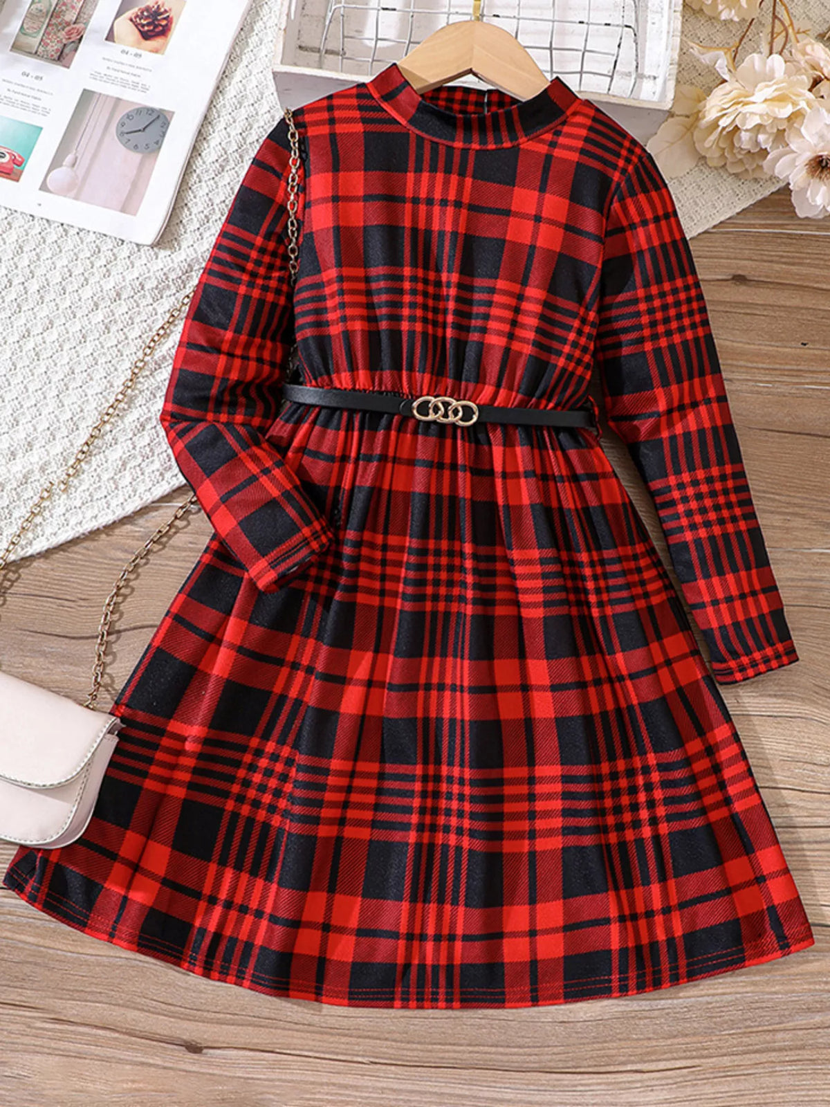 Girls Plaid Long Sleeve Dress – Cute Kids' Fall & Winter Outfit - WYNFLARE