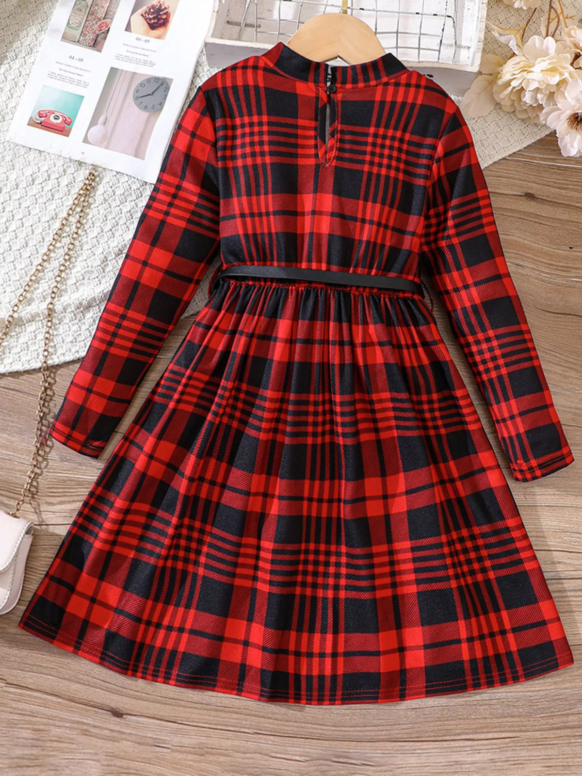 Girls Plaid Long Sleeve Dress – Cute Kids' Fall & Winter Outfit - WYNFLARE