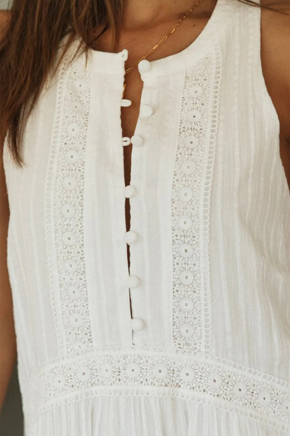 Half Button Sleeveless Mini Dress - WYNFLARE