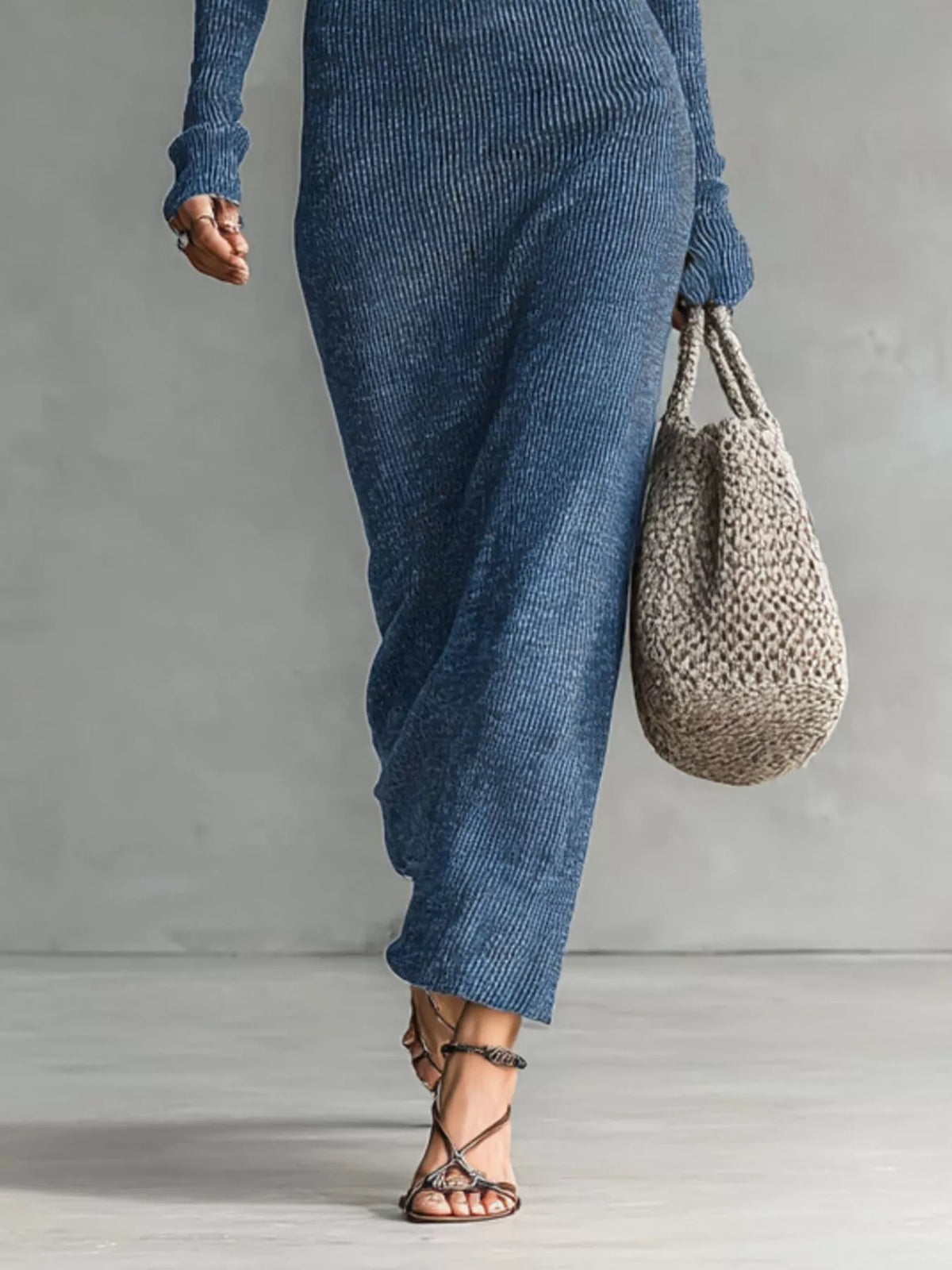 Hooded Knit Maxi Dress with Button-Up Placket and Chest Pockets - WYNFLARE