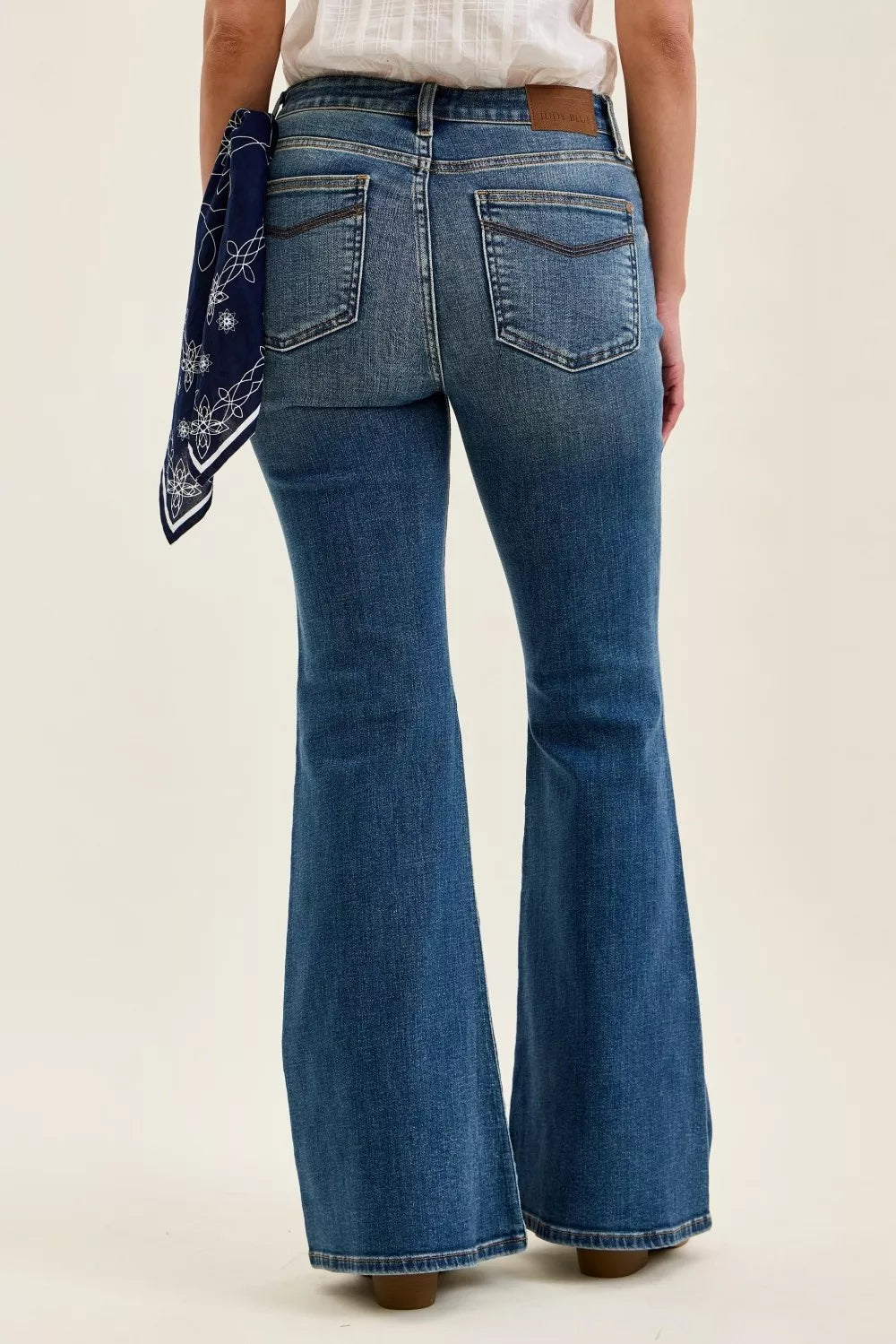 Judy Blue Mid Rise Jaqueline Flare with Triple Needle Back Pkts and Bandana Loop - WYNFLARE