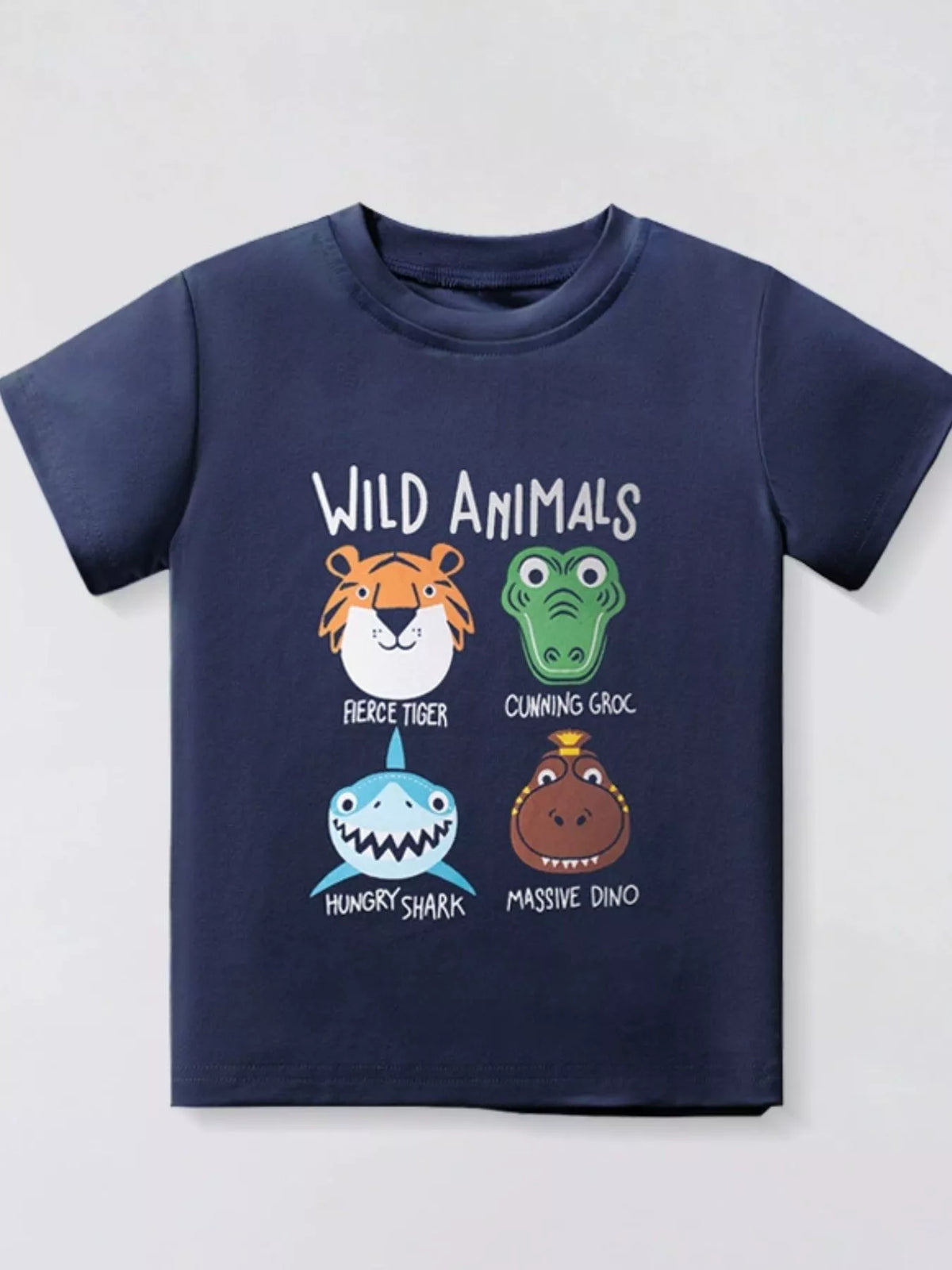 Kids Animal Crew Neck T-Shirt – Cute Graphic Tee for Boys & Girls - WYNFLARE