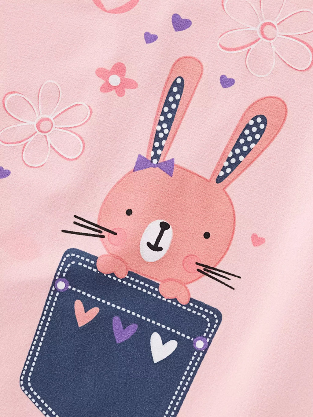 Kids Bunny Round Neck T-Shirt – Cute Graphic Tee for Girls & Boys - WYNFLARE