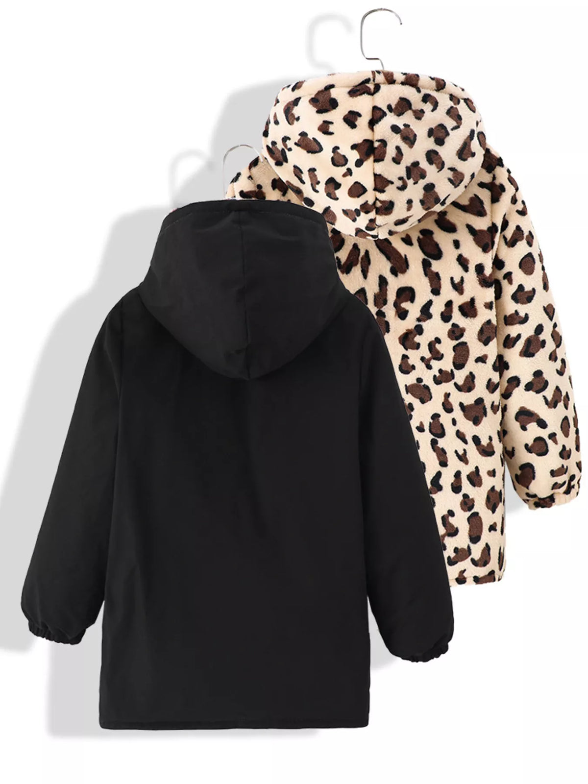 Kids Hooded Jacket with Leopard Lining – Warm & Trendy Winter Coat - WYNFLARE