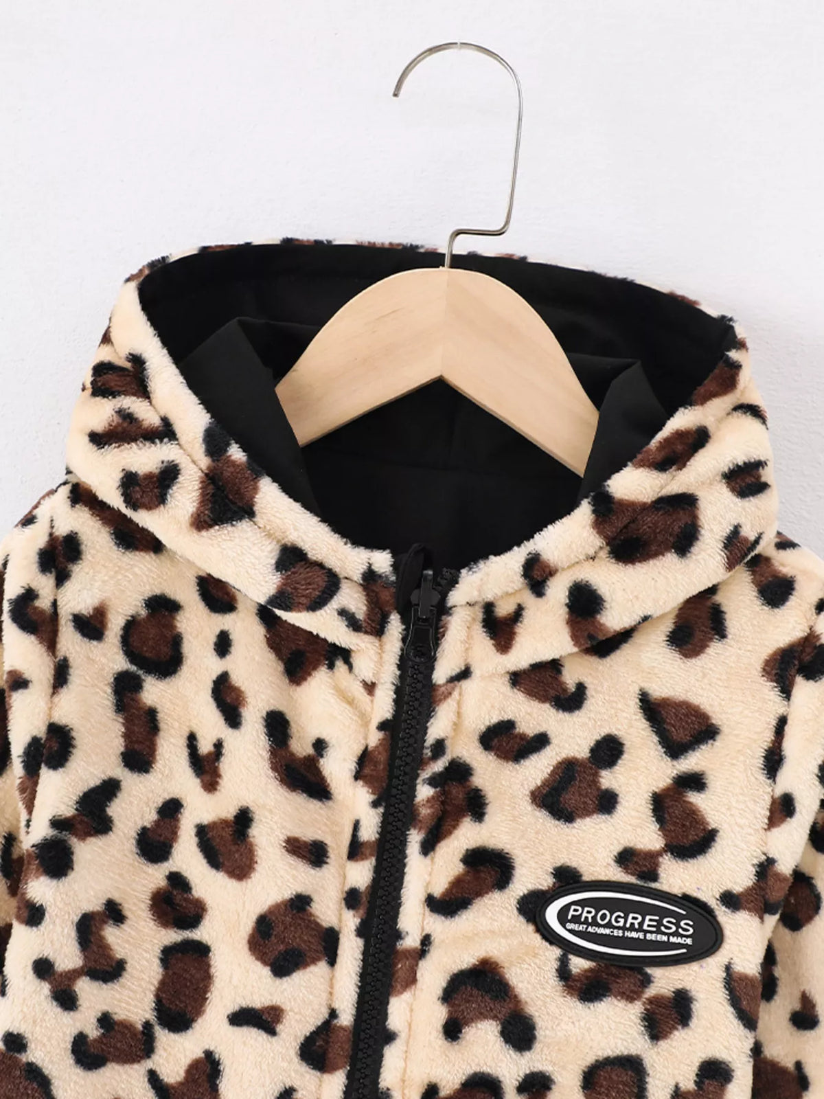 Kids Hooded Jacket with Leopard Lining – Warm & Trendy Winter Coat - WYNFLARE