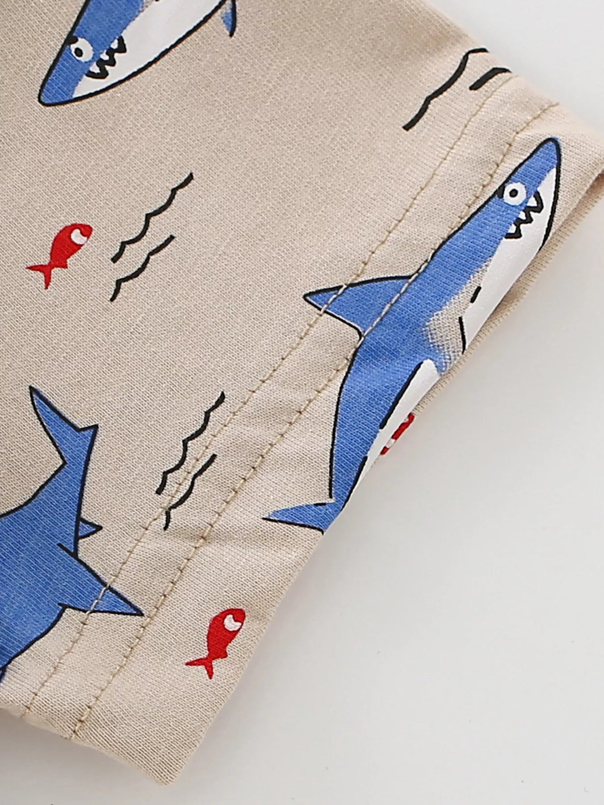 Kids Shark Print Crew Neck T-Shirt – Fun Graphic Tee for Boys - WYNFLARE