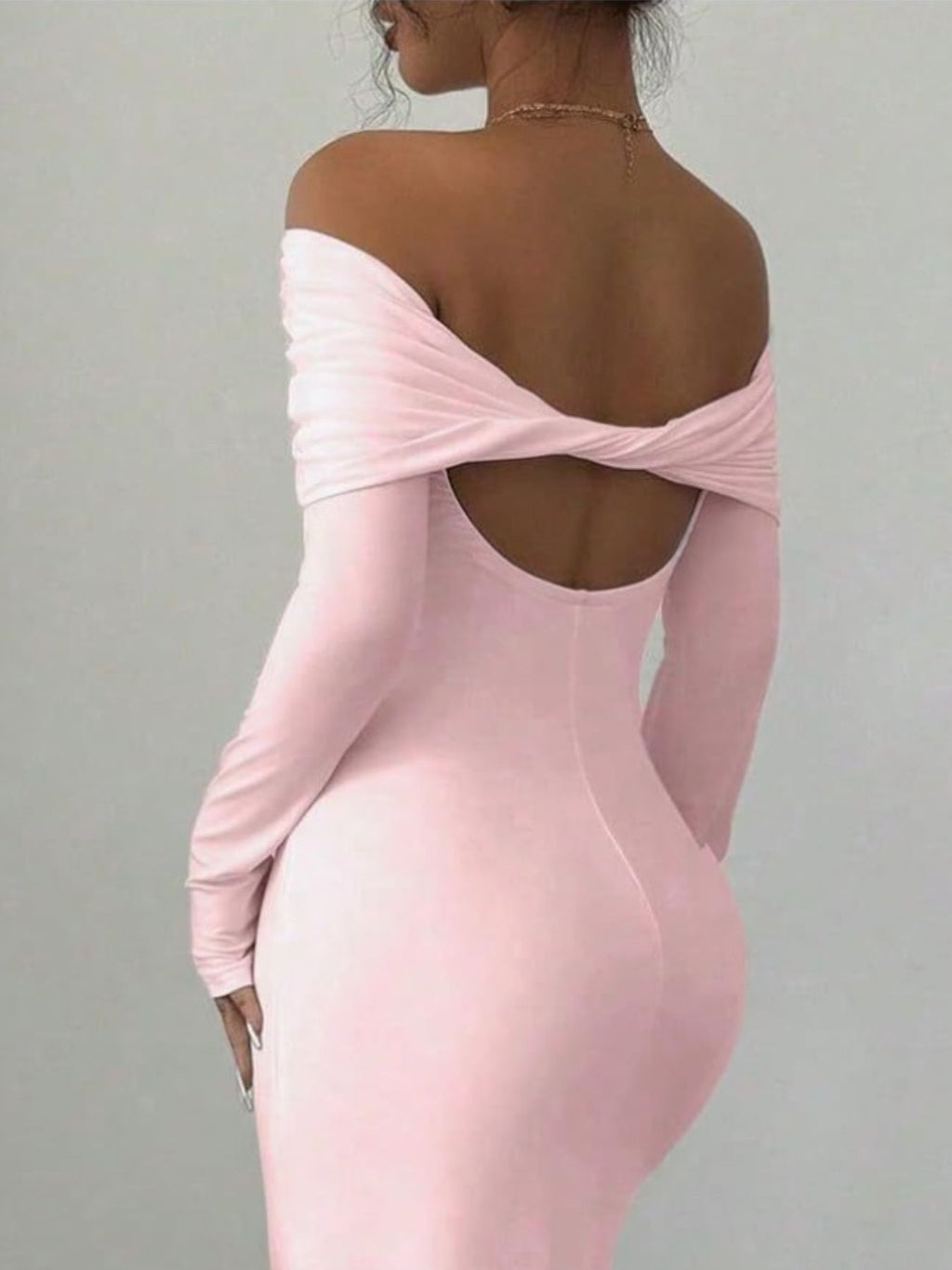 Off-Shoulder Ruched Bodycon Maxi Dress - WYNFLARE