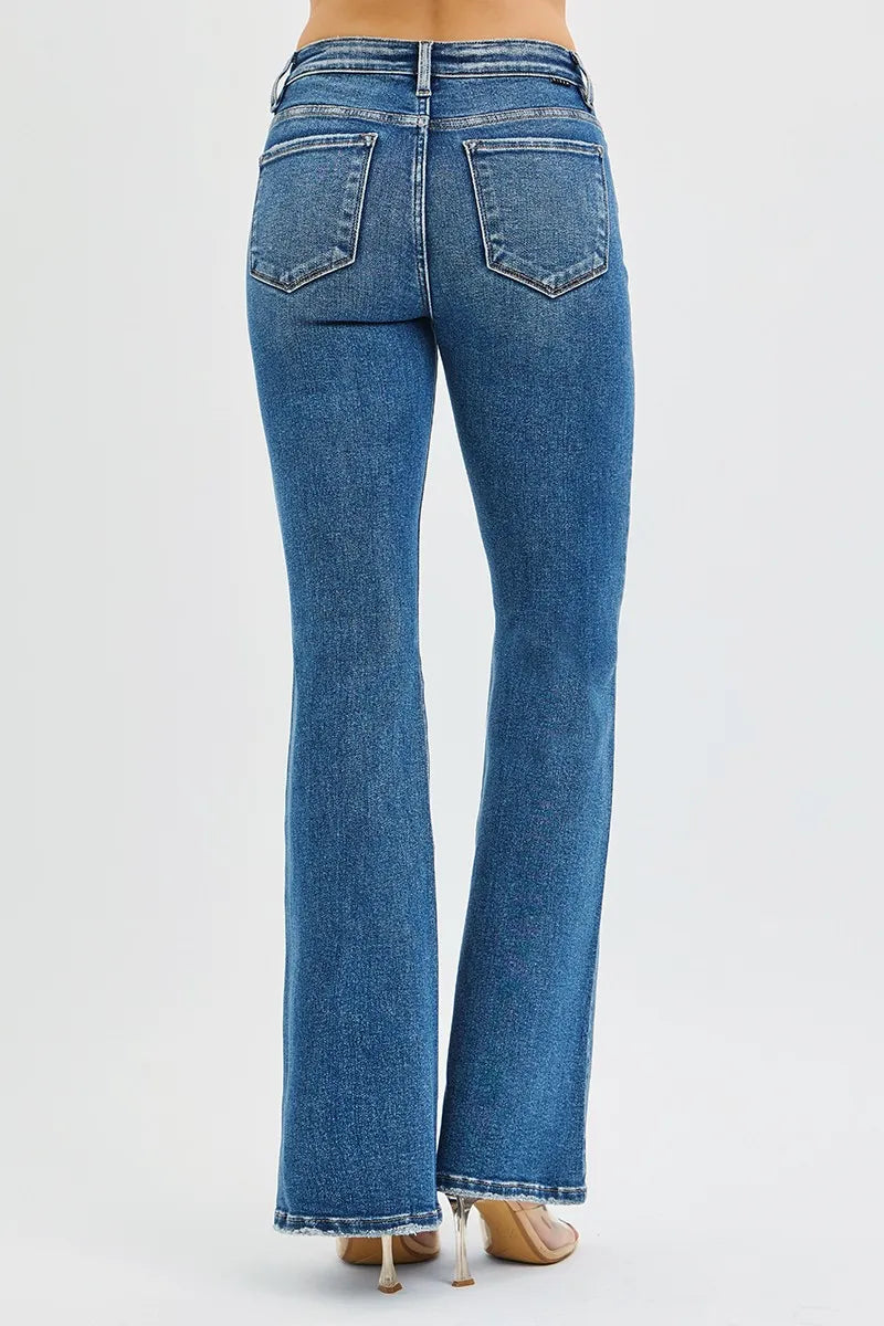 RISEN Full Size Tummy Control High Rise Flare Jeans Plus Size - WYNFLARE