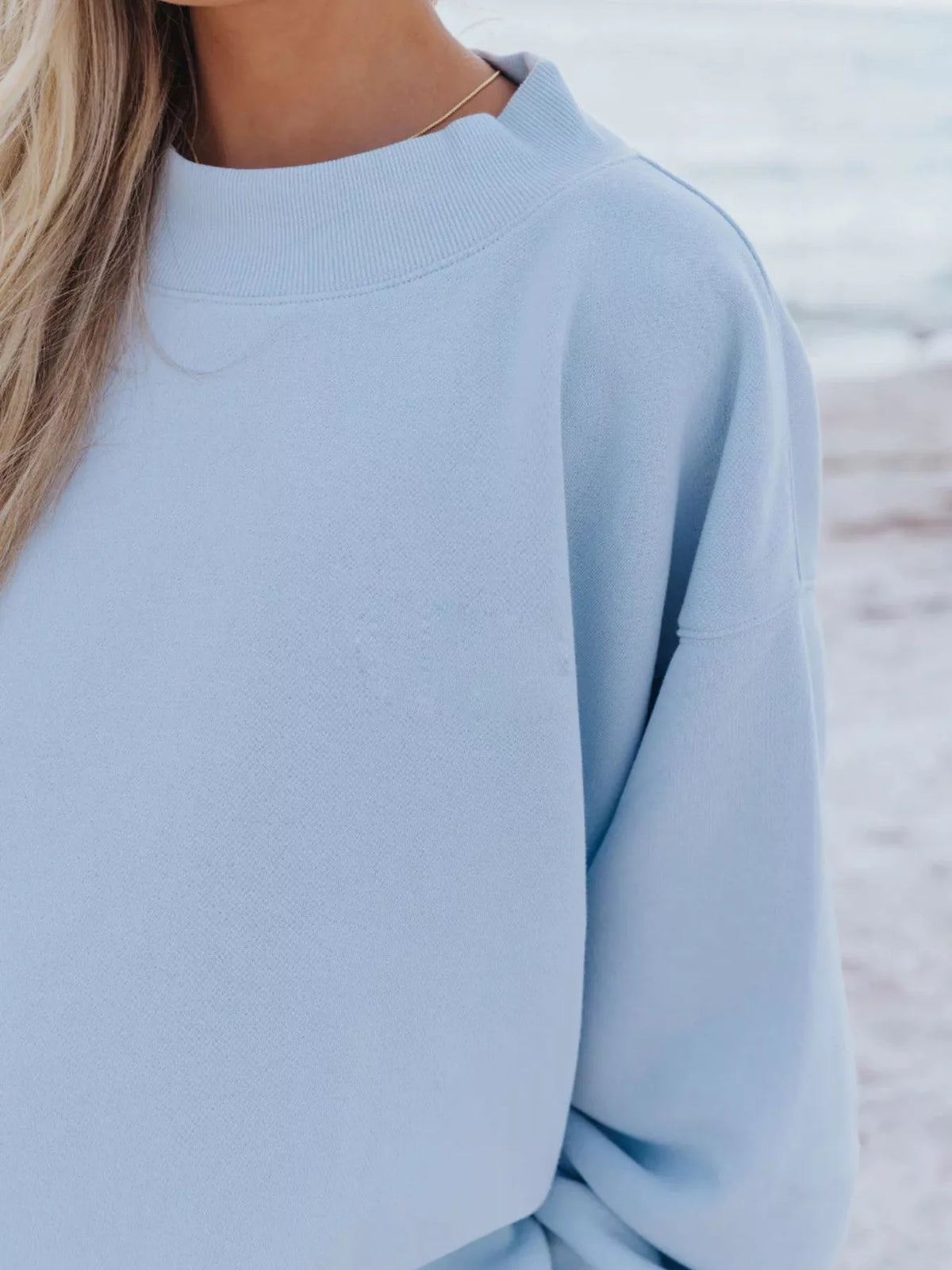 Relaxed Fit Round Neck Sweatshirt and Shorts Set - WYNFLARE