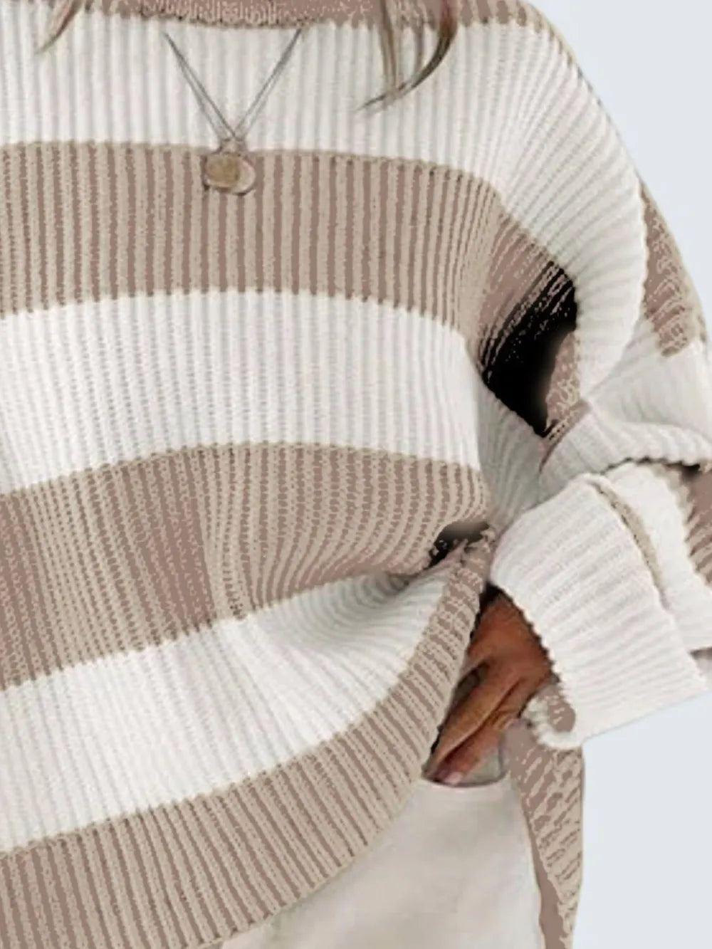 Round Neck Long Sleeve Sweater - WYNFLARE