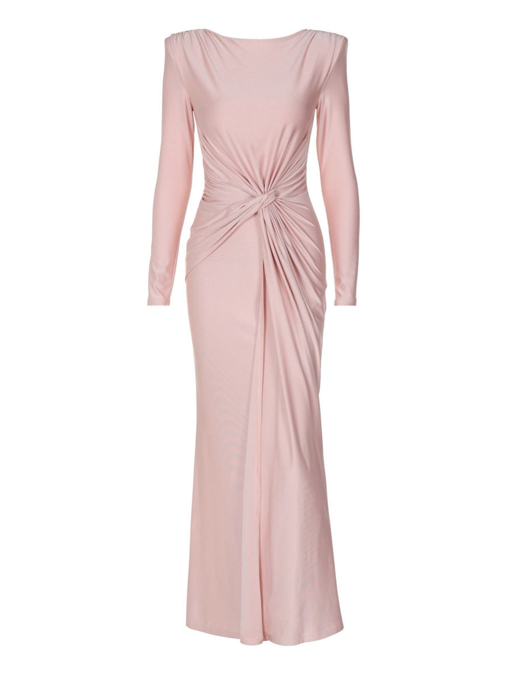 Ruched Knot Front Long Sleeve Maxi Dress - WYNFLARE