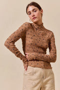 SO ME Floral Print Textured Long Sleeve Knit Top - WYNFLARE