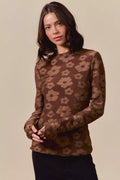 SO ME Stretched Jacquard Casual Tops with Thumb Opening - WYNFLARE