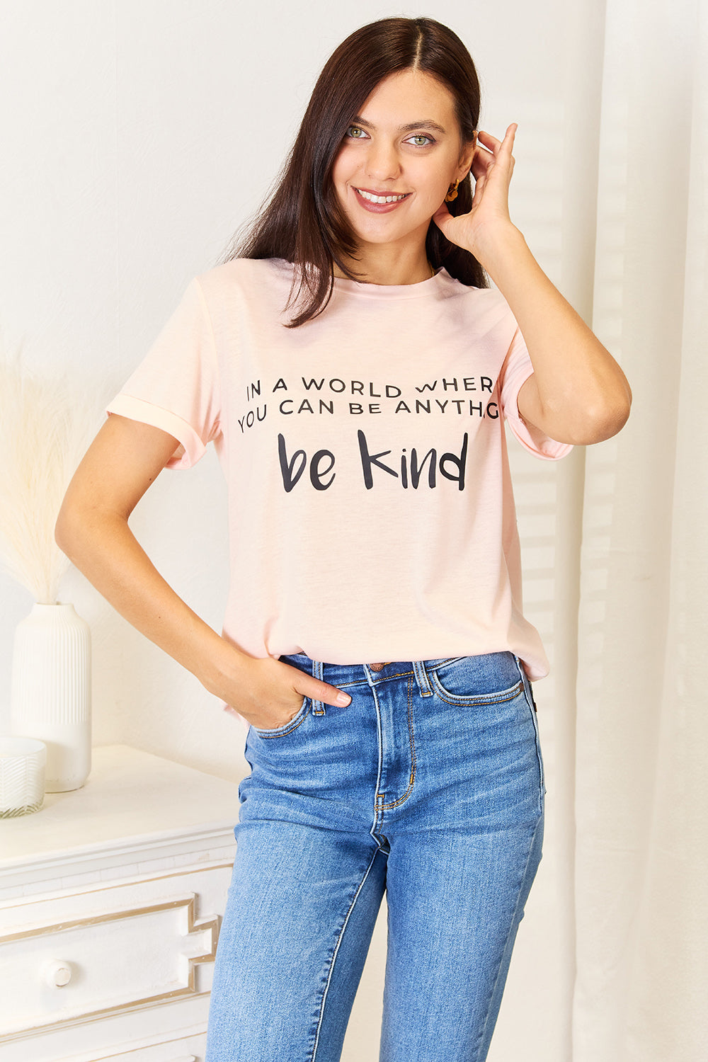 Simply Love Slogan Graphic Cuffed T-Shirt - WYNFLARE