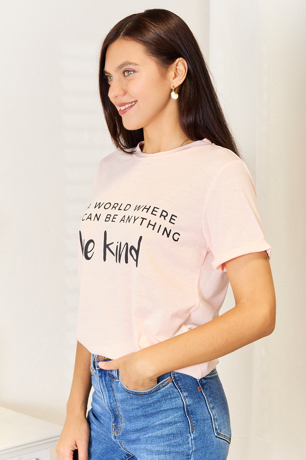 Simply Love Slogan Graphic Cuffed T-Shirt - WYNFLARE