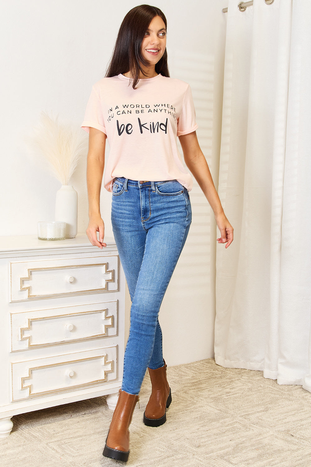 Simply Love Slogan Graphic Cuffed T-Shirt - WYNFLARE