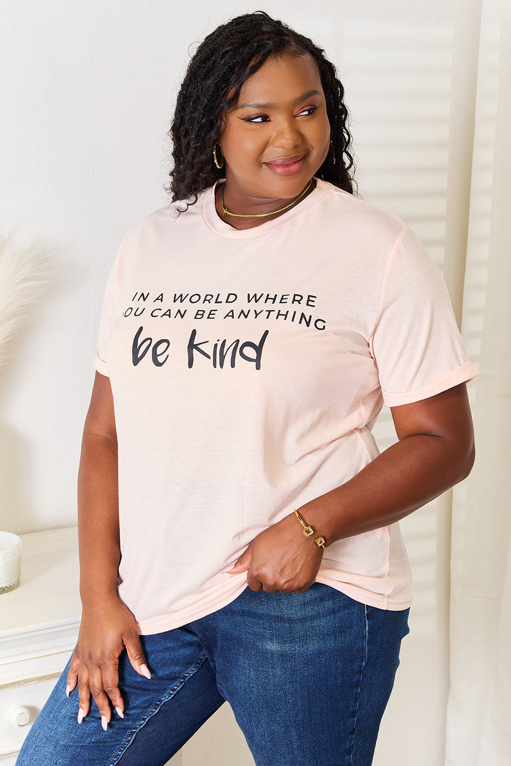Simply Love Slogan Graphic Cuffed T-Shirt - WYNFLARE