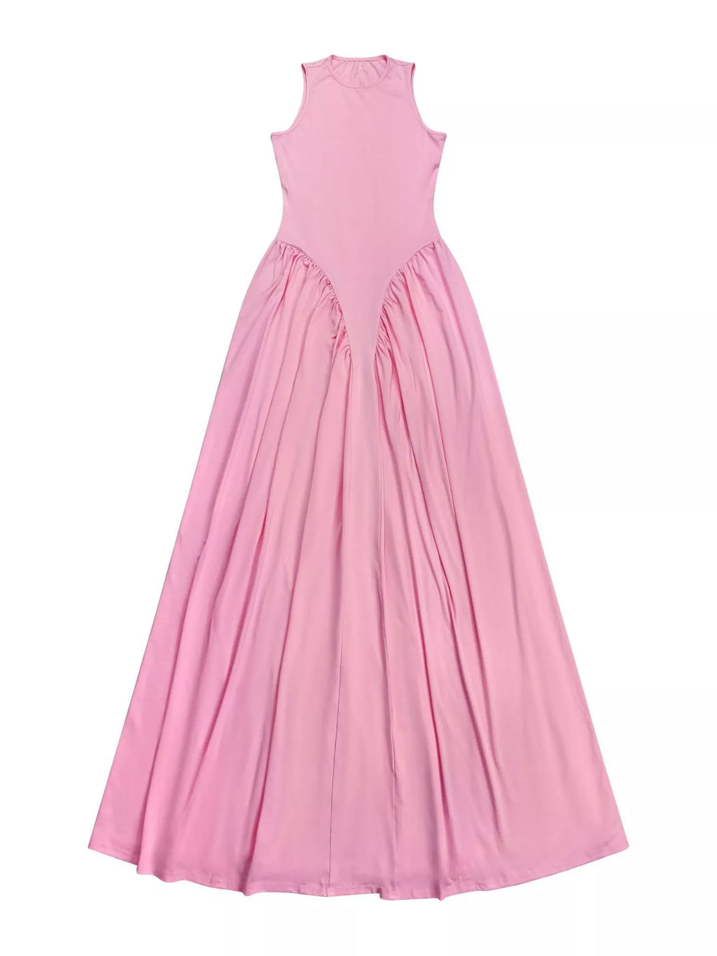 Sleeveless Pleated O-Neck Maxi Dress - WYNFLARE