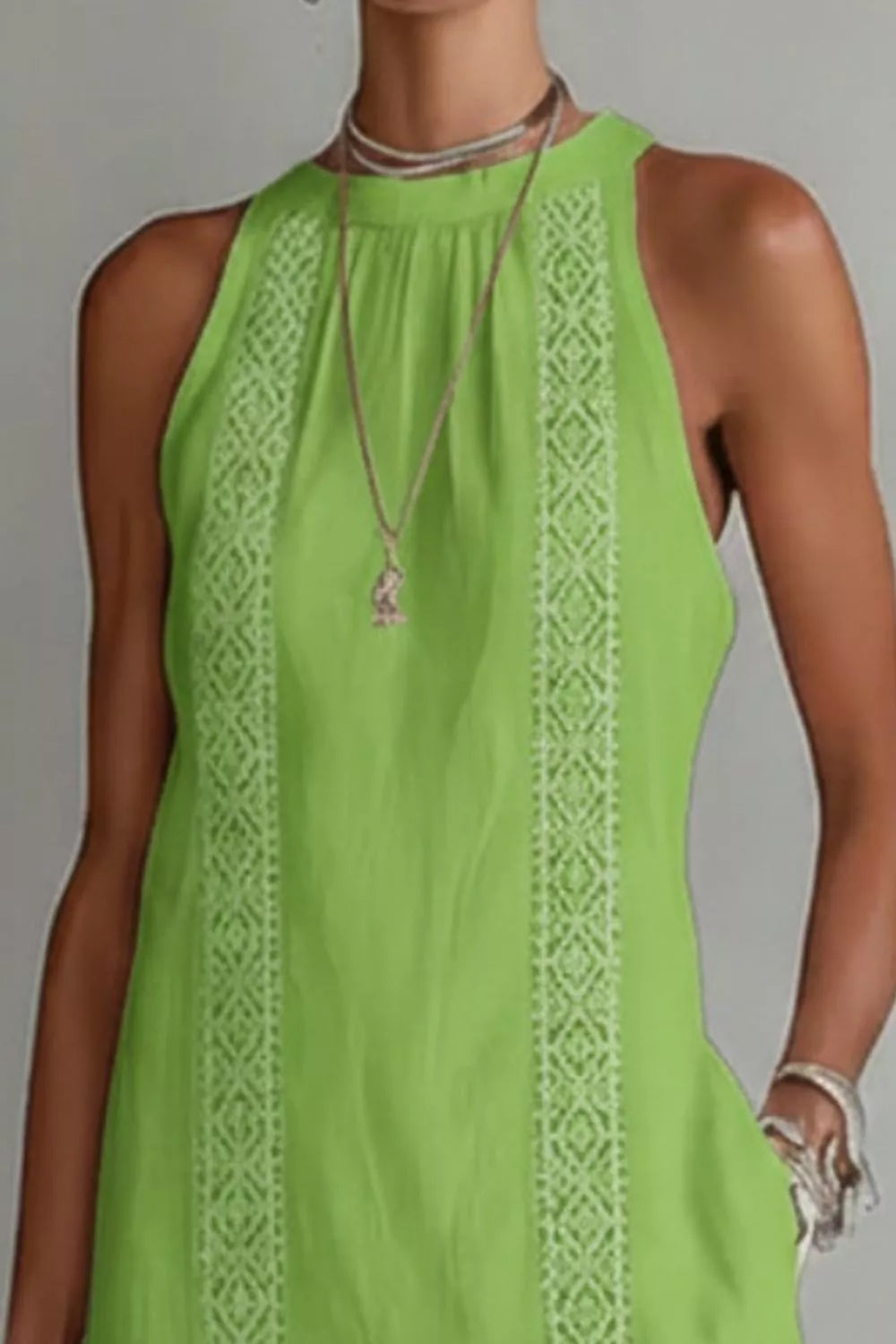 Sleeveless Side Slit Dress with Pockets - WYNFLARE