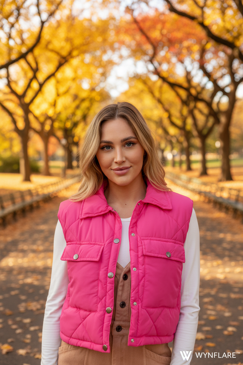 Snobbish Snap Down Quilted Crop Vest - WYNFLARE