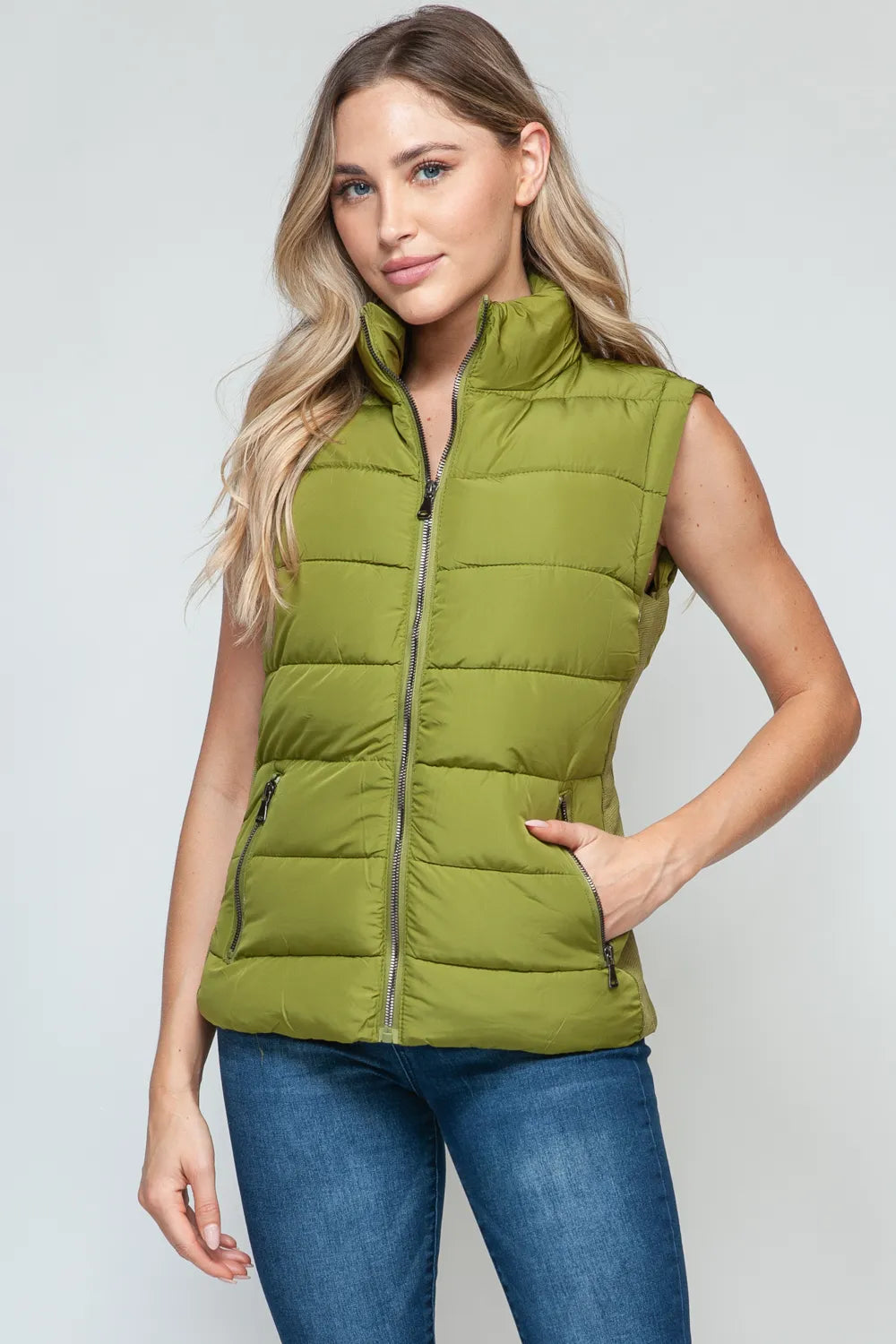 Snobbish Zip Up Turtleneck Vest with Pockets - WYNFLARE