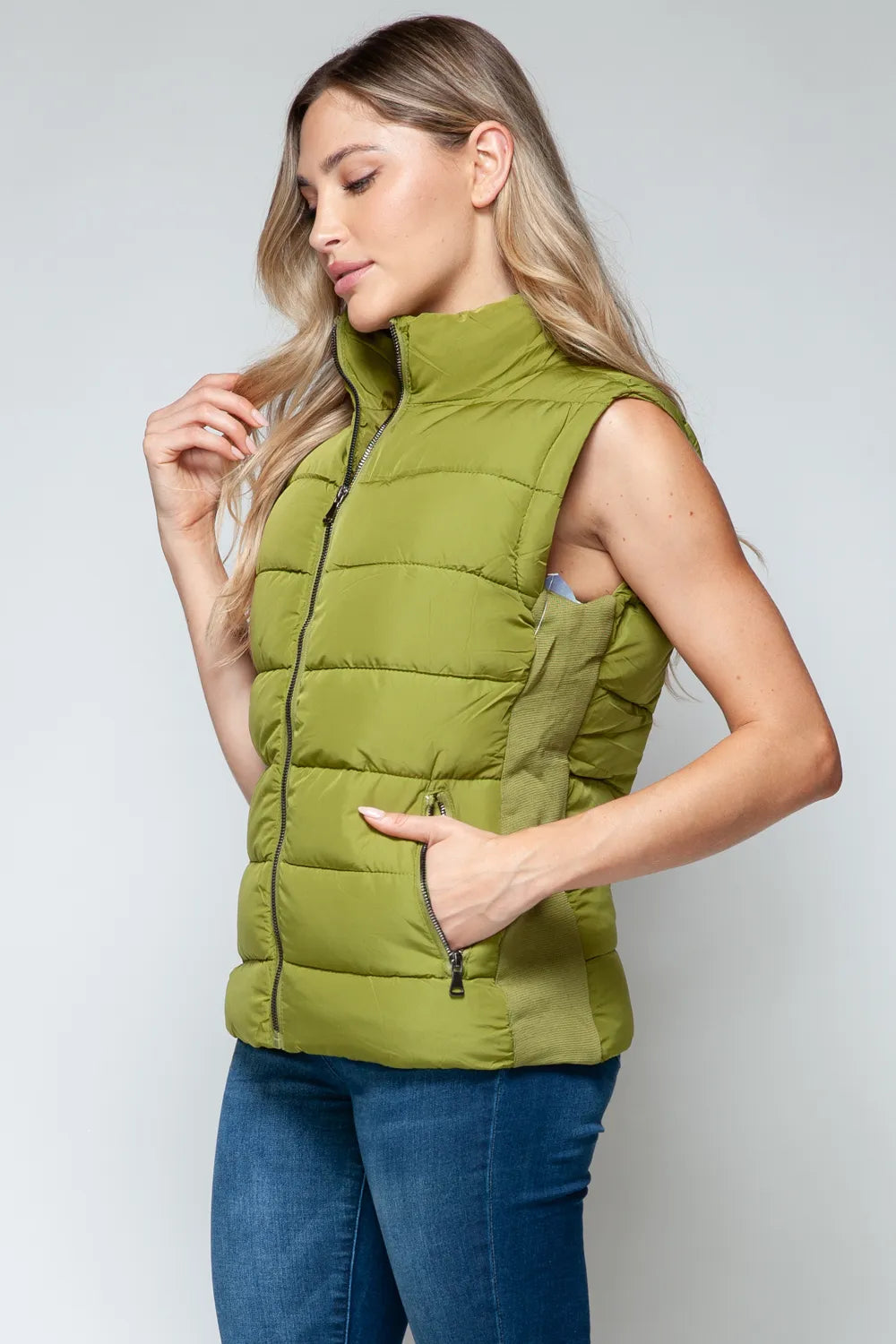 Snobbish Zip Up Turtleneck Vest with Pockets - WYNFLARE