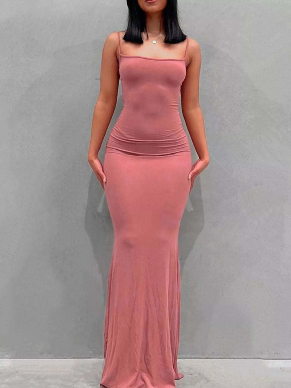 Spaghetti Strap Bodycon Maxi Dress - WYNFLARE
