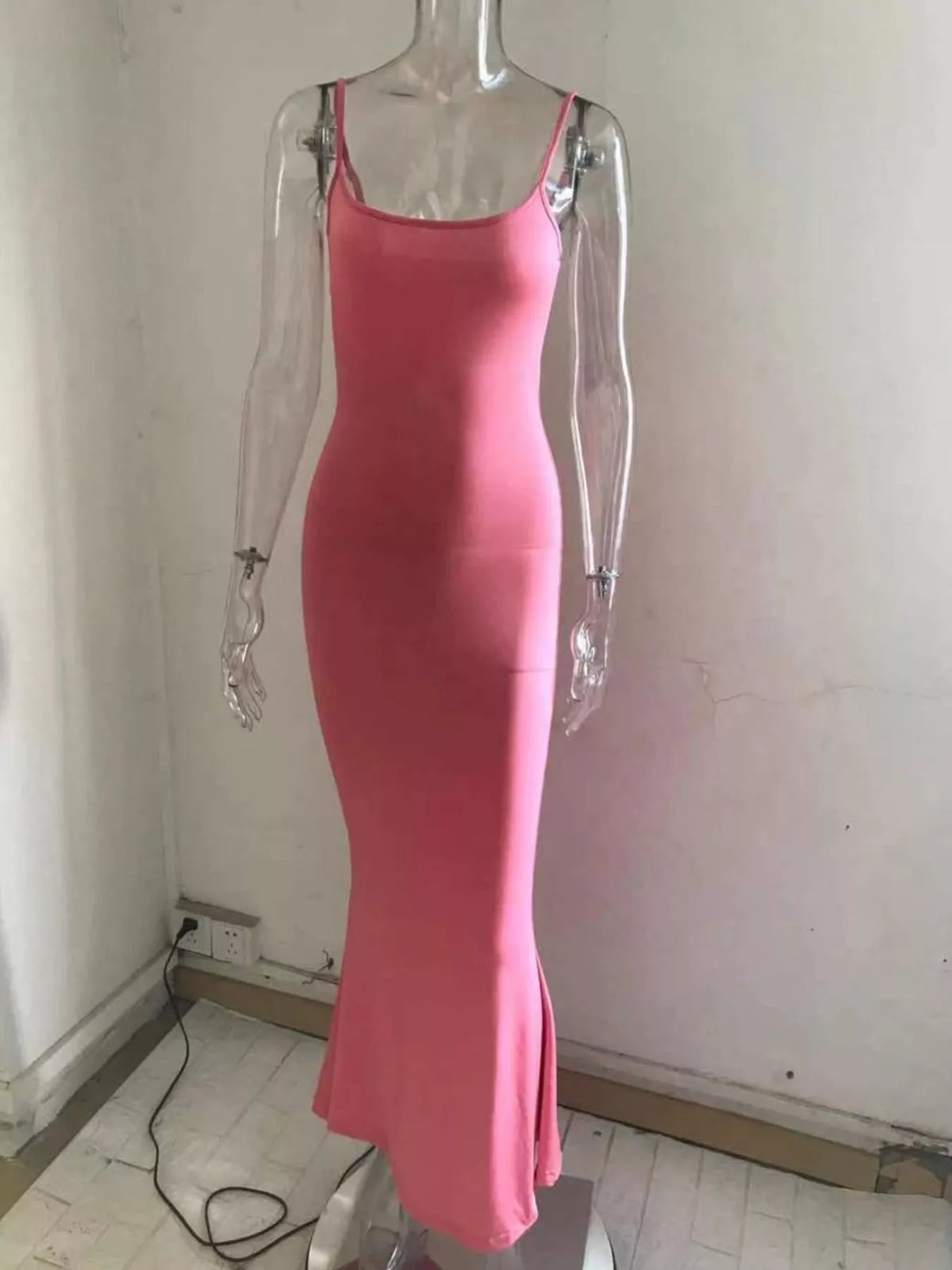 Spaghetti Strap Bodycon Maxi Dress - WYNFLARE