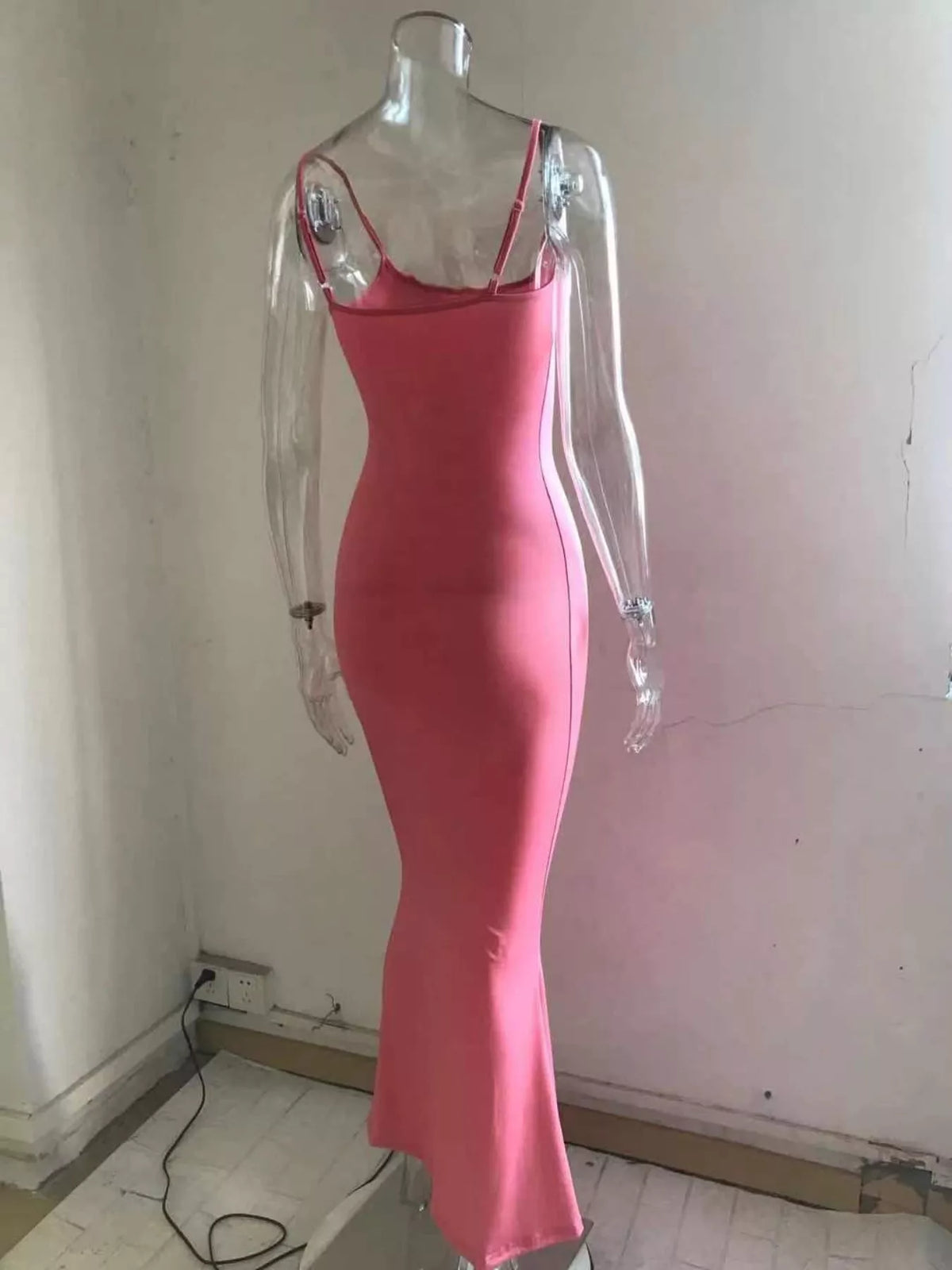 Spaghetti Strap Bodycon Maxi Dress - WYNFLARE