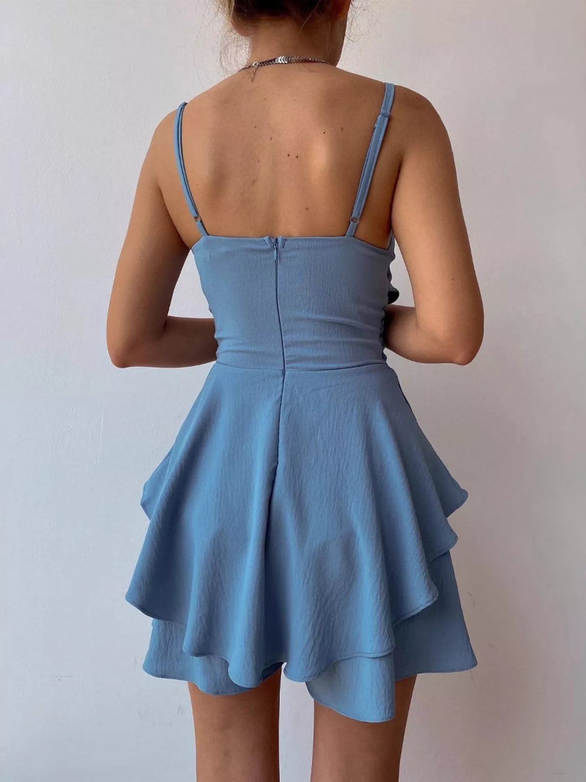Spaghetti Strap Ruffled Romper - WYNFLARE