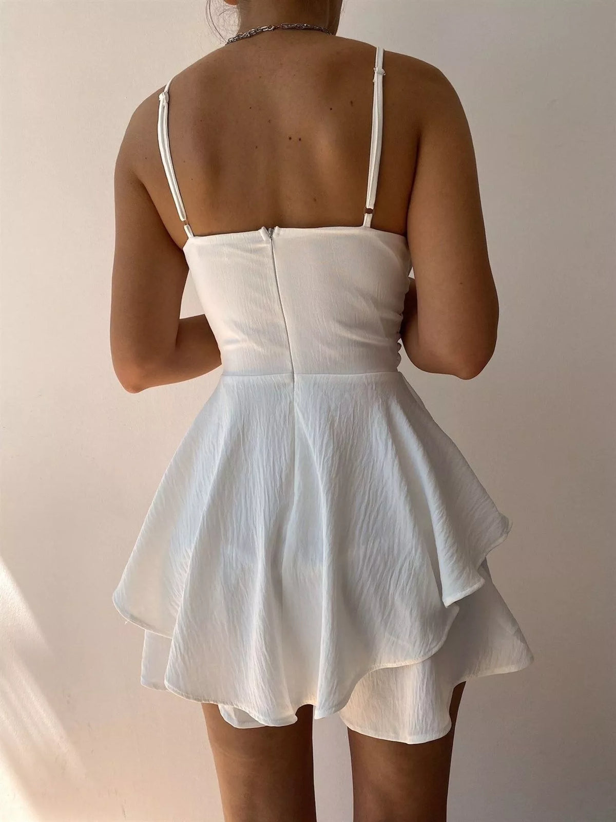 Spaghetti Strap Ruffled Romper - WYNFLARE