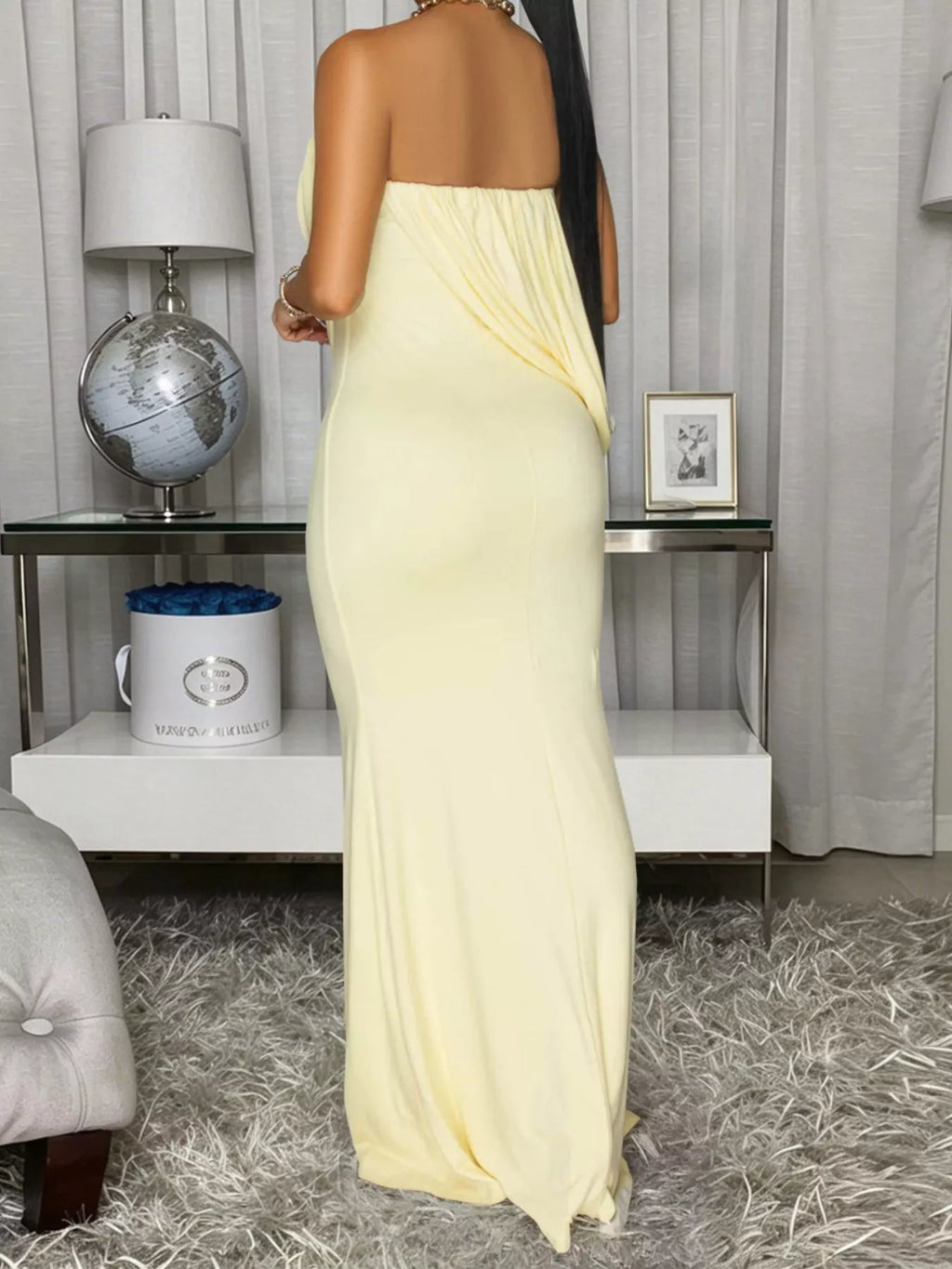 Strapless Draped Maxi Dress - WYNFLARE