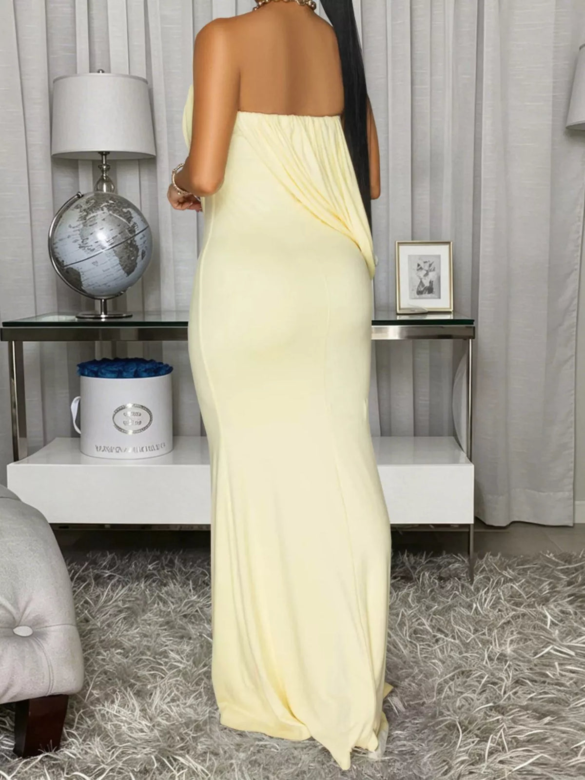 Strapless Draped Maxi Dress - WYNFLARE