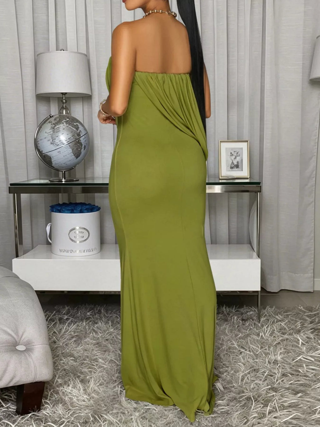 Strapless Draped Maxi Dress - WYNFLARE
