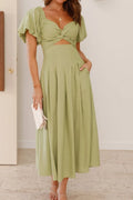 Sweetheart Neck Puff Sleeve Dress - WYNFLARE