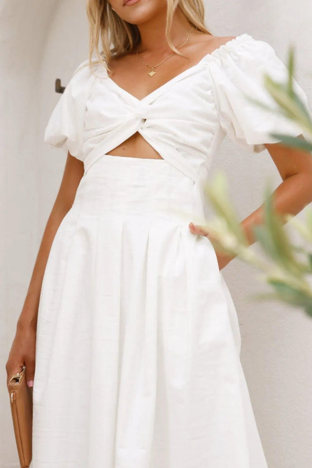 Sweetheart Neck Puff Sleeve Dress - WYNFLARE