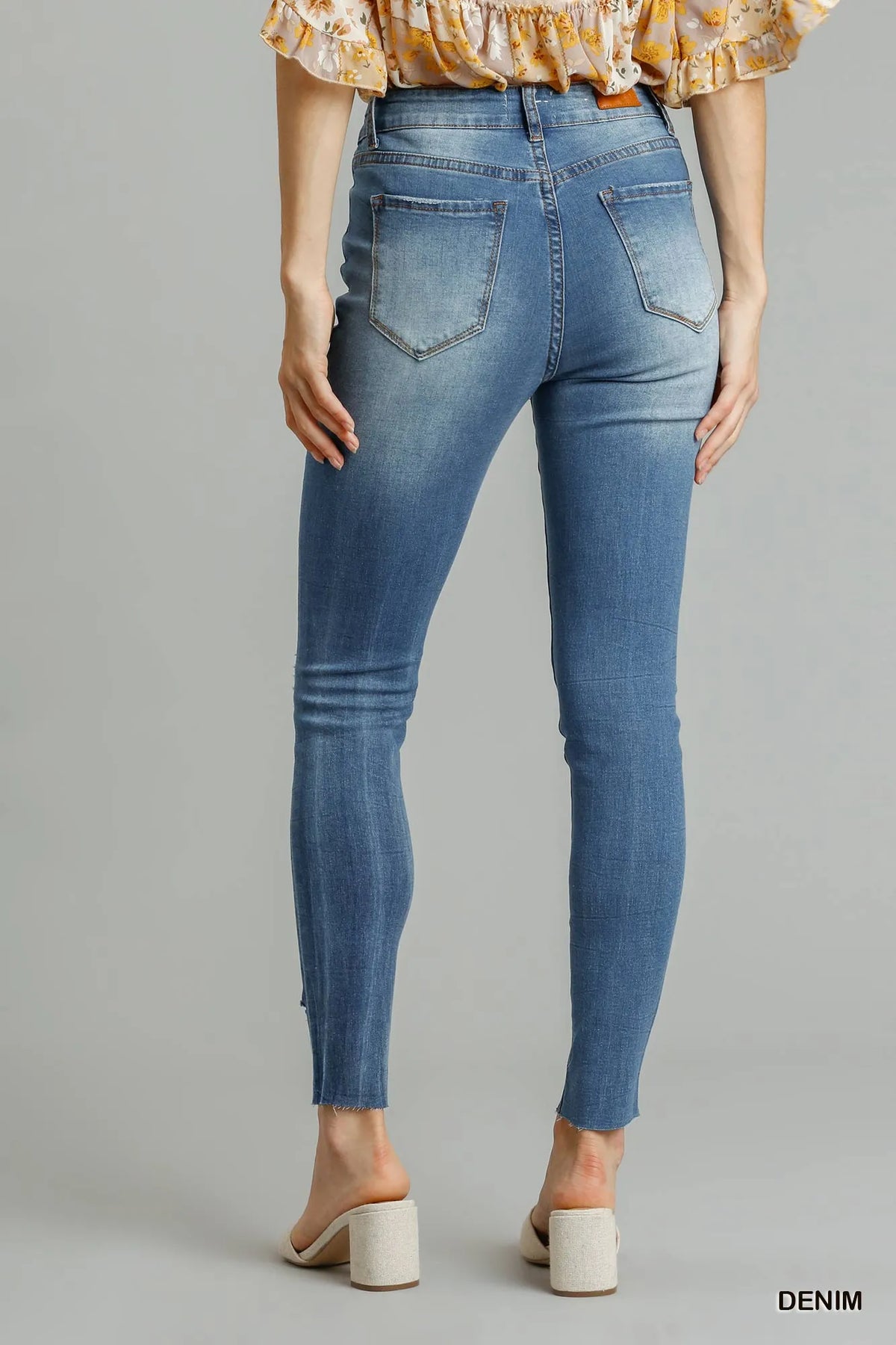 Umgee Distressed Skinny Jeans with Edge Detail - WYNFLARE