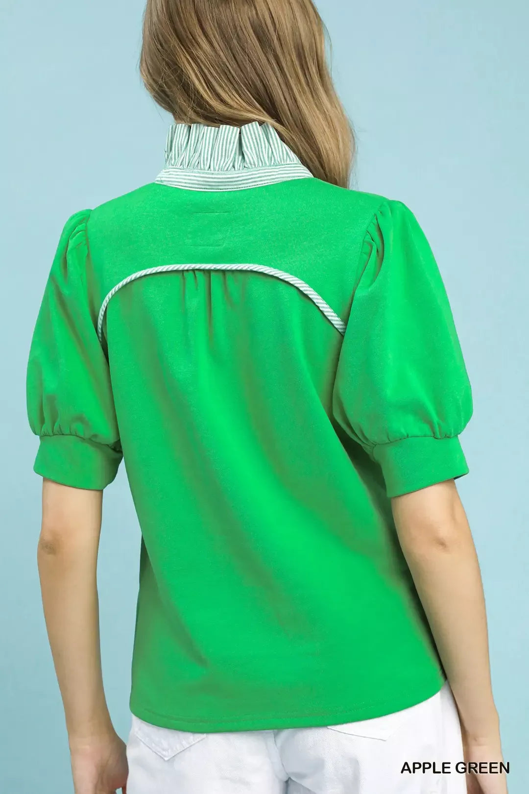 Umgee Striped Collar Popover Top - WYNFLARE