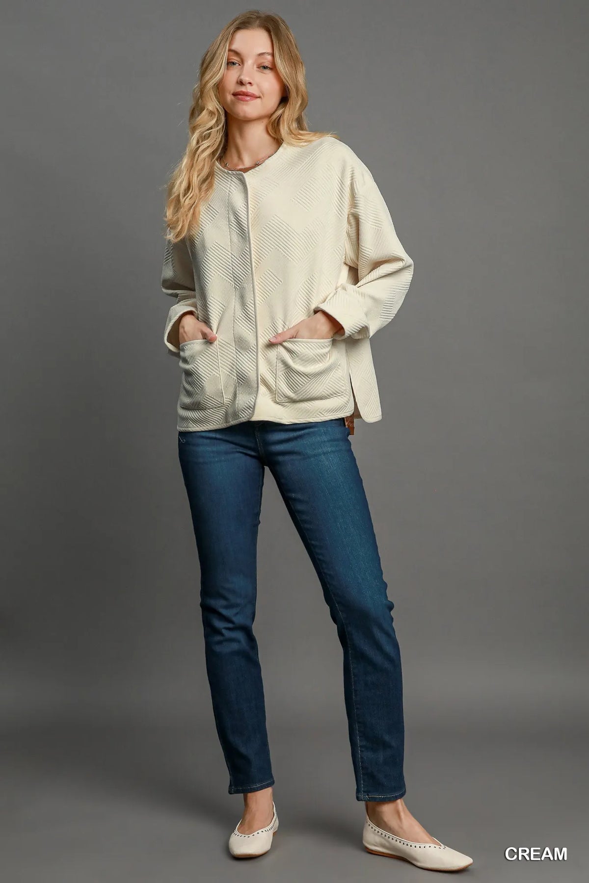 Umgee Textured Jacquard Jacket - WYNFLARE