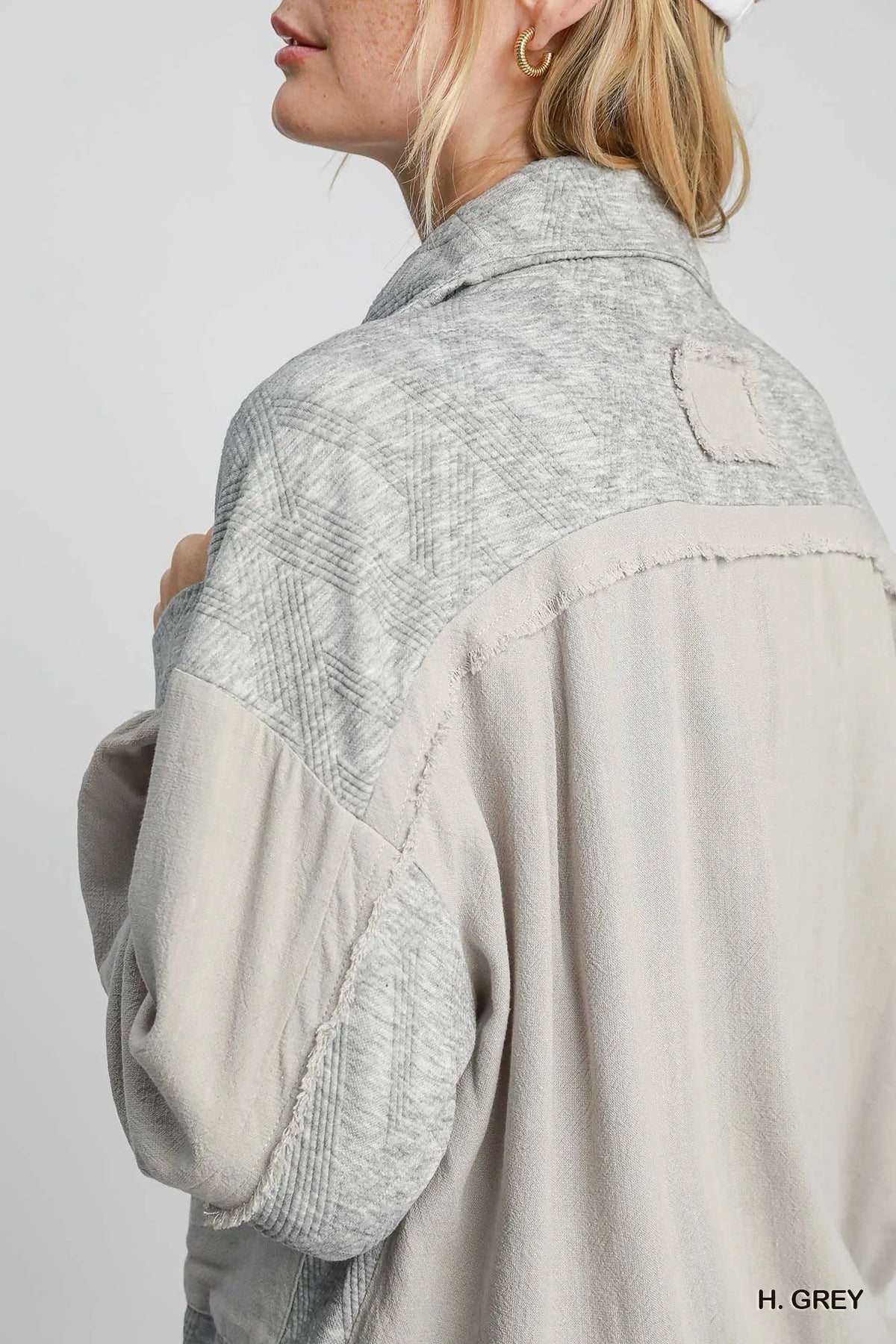 Umgee Two-Way Jacquard Zip-Up Jacket - WYNFLARE