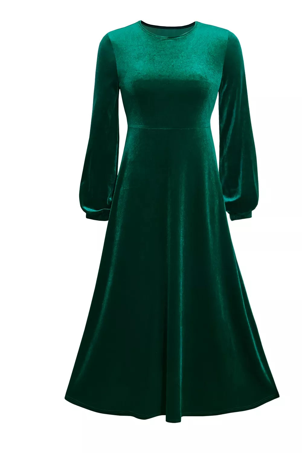 Velvet Balloon Sleeve Maxi Dress - WYNFLARE