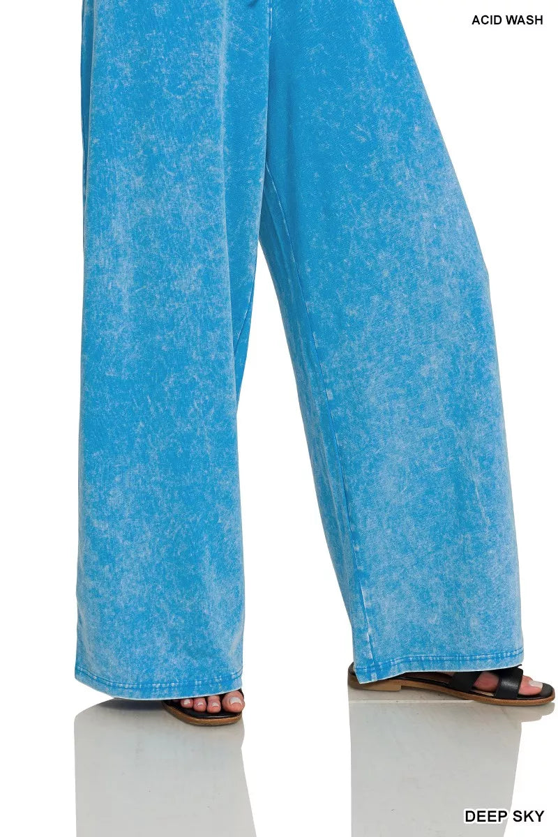 Zenana Acid Washed Strapless Tube Top Jumpsuit - WYNFLARE