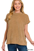 Zenana Chenille Waffle Cap Sleeve Sweater - WYNFLARE